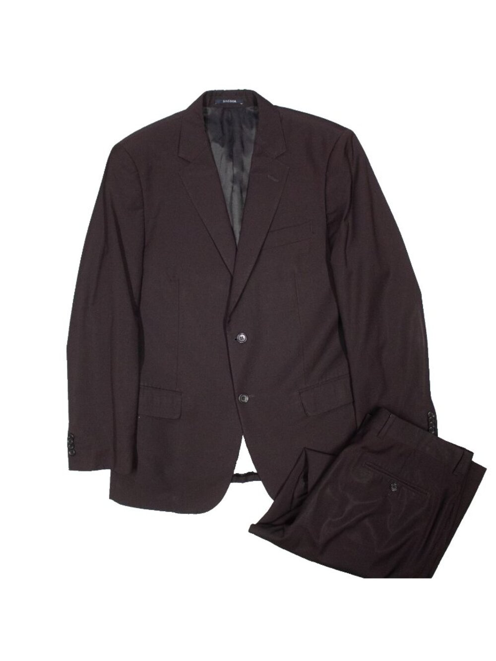 Sacoor Brothers Suit 140s Wool 2pc Black Slim Fit 40R 32x30